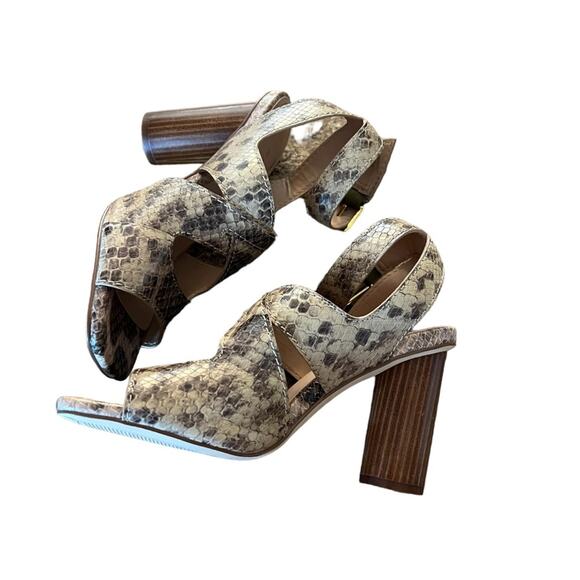 Cole Haan Reina City Sandals Leather Snake Print Ankle Strap Heels NEW Size 7 - Picture 7 of 10